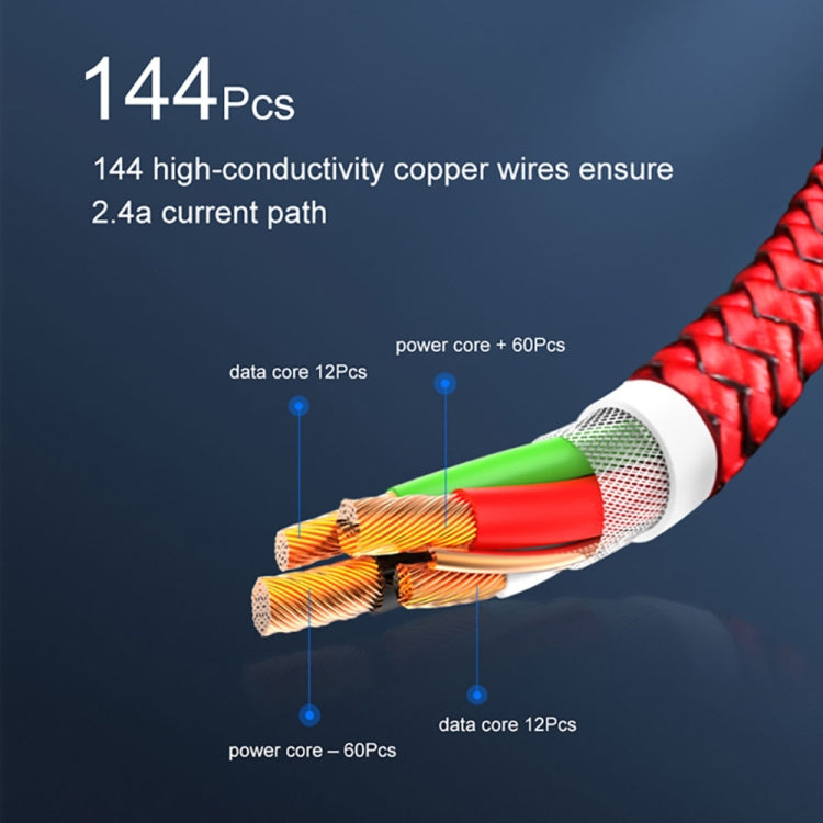 USB to 8 Pin Magnetic Metal Connector Nylon Two-color Braided Magnetic Data Cable, Cable Length: 1m(Red) - free shipping - PMC Jewellery - Order now!