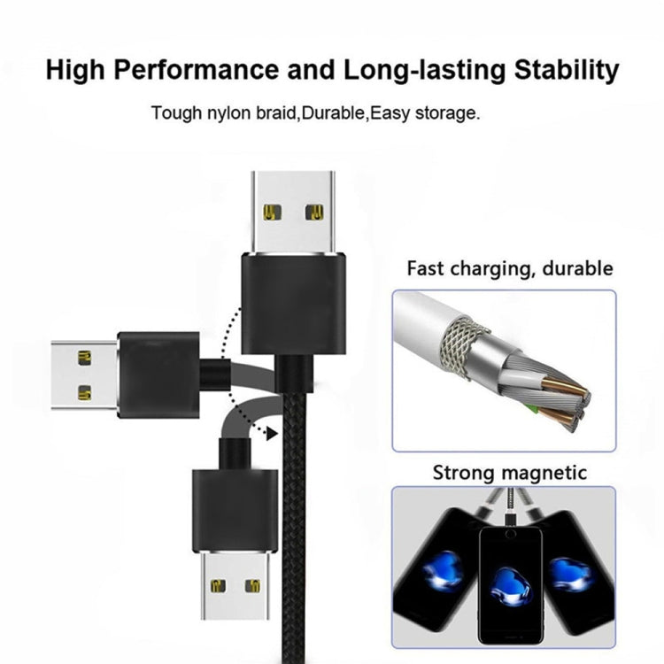 USB to 8 Pin Magnetic Metal Connector Nylon Two-color Braided Magnetic Data Cable, Cable Length: 1m(Gold) - Charging Cable & Head by PMC Jewellery | Online Shopping South Africa | PMC Jewellery | Buy Now Pay Later Mobicred