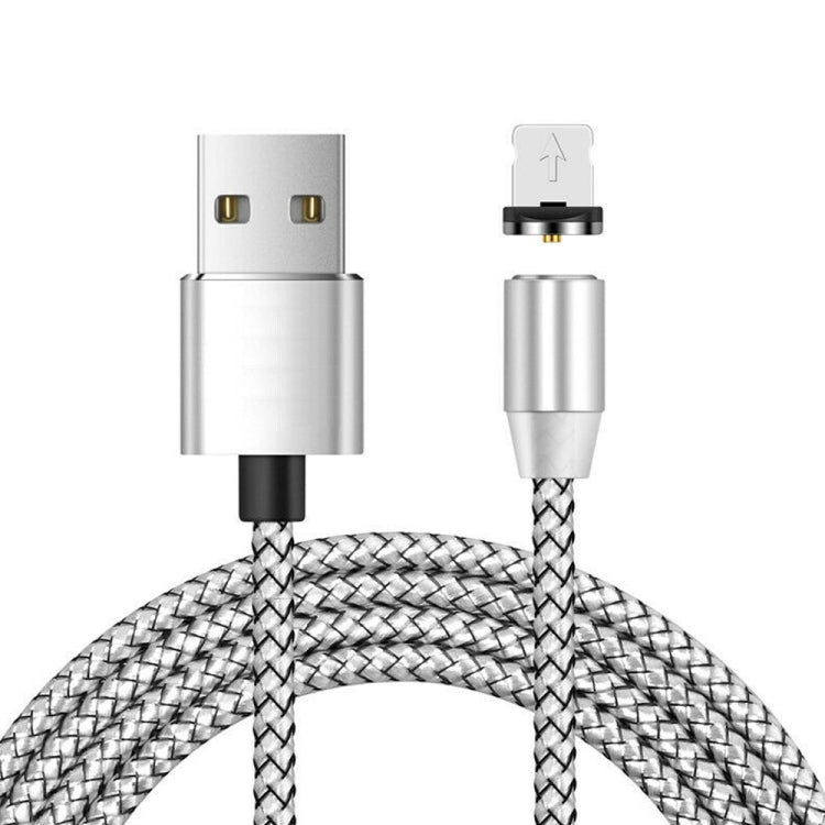 USB to 8 Pin Magnetic Metal Connector Nylon Two-color Braided Magnetic Data Cable, Cable Length: 1m(Silver) - free shipping - PMC Jewellery - Order now!