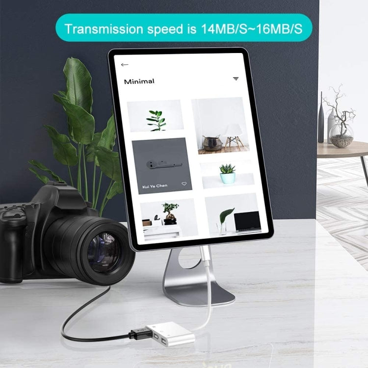 ZS-S1852 6 in 1 3 USB Female to 8 Pin Male OTG Camera Card Reader Adapter with SD & TF Card & 8 Pin Charging Interface, Support All iOS System - Converter & Adapter by PMC Jewellery | Online Shopping South Africa | PMC Jewellery | Buy Now Pay Later Mobicred