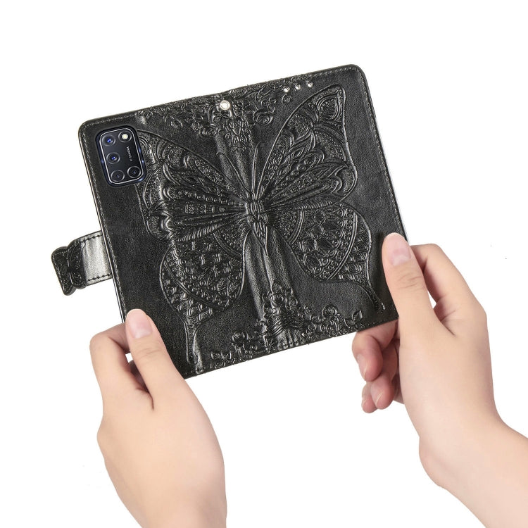 For OPPO A52/A72/A92 Butterfly Love Flower Embossed Horizontal Flip Leather Case with Bracket / Card Slot / Wallet / Lanyard(Black) - OPPO Cases by PMC TechLife | Online Shopping South Africa | PMC TechLife | Buy Now Pay Later Mobicred