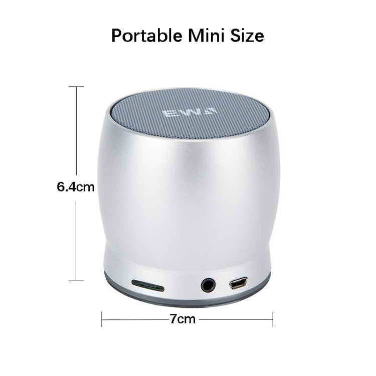 EWA A150 Portable Mini Bluetooth Speaker Wireless Hifi Stereo Strong Bass Music Boom Box Metal Subwoofer, Support Micro SD Card & 3.5mm AUX(Silver) - free shipping - PMC Jewellery - Order now!