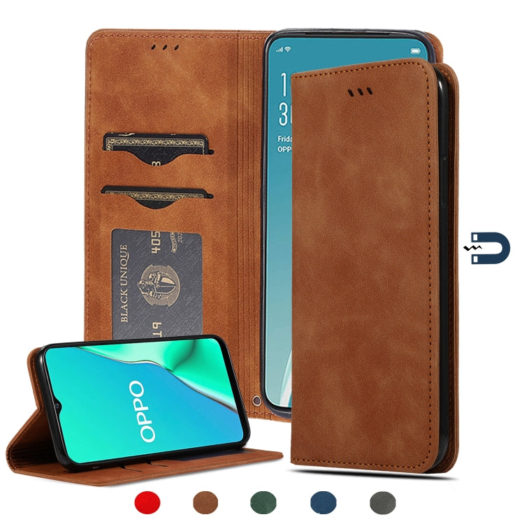 For OPPO Reno 2Z & Reno 2F Retro Skin Feel Business Magnetic Horizontal Flip Leather Case(Brown) - OPPO Cases by PMC TechLife | Online Shopping South Africa | PMC TechLife | Buy Now Pay Later Mobicred