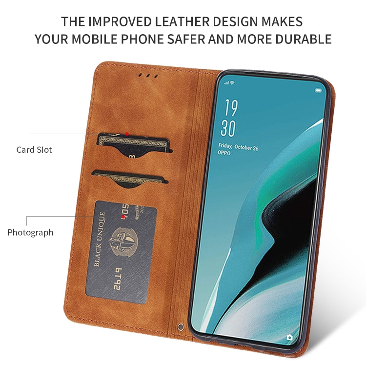For OPPO Reno 2Z & Reno 2F Retro Skin Feel Business Magnetic Horizontal Flip Leather Case(Brown) - OPPO Cases by PMC TechLife | Online Shopping South Africa | PMC TechLife | Buy Now Pay Later Mobicred