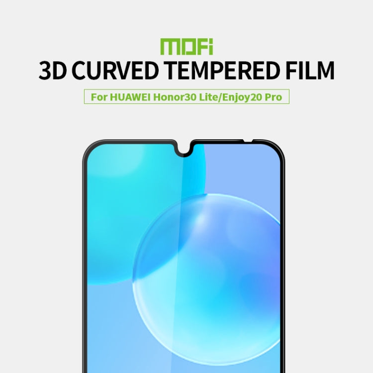 For Huawei Enjoy20 Pro/Honor30 Lite MOFI 9H 3D Explosion-proof Curved Screen Tempered Glass Film(Black) - Huawei Tempered Glass by MOFI | Online Shopping South Africa | PMC TechLife | Buy Now Pay Later Mobicred