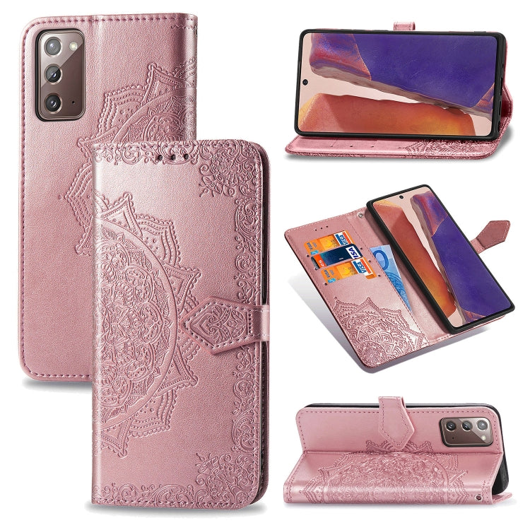For Samsung Galaxy Note20 Ultra Halfway Mandala Embossing Pattern Horizontal Flip Leather Case with Holder & Card Slots & Wallet & Lanyard(Rose Gold) - free shipping - PMC TechLife - Order now!