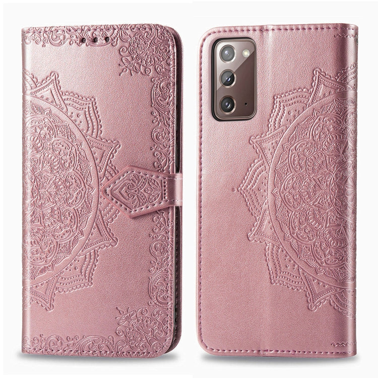 For Samsung Galaxy Note20 Ultra Halfway Mandala Embossing Pattern Horizontal Flip Leather Case with Holder & Card Slots & Wallet & Lanyard(Rose Gold) - free shipping - PMC TechLife - Order now!