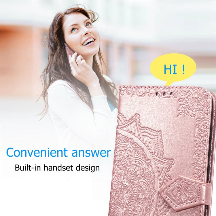 For Samsung Galaxy Note20 Ultra Halfway Mandala Embossing Pattern Horizontal Flip Leather Case with Holder & Card Slots & Wallet & Lanyard(Rose Gold) - free shipping - PMC TechLife - Order now!