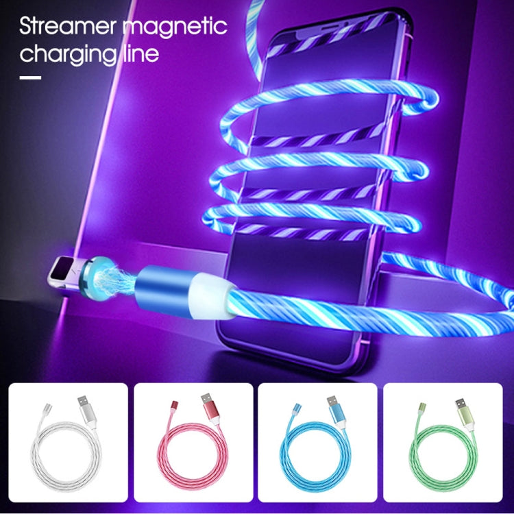 USB to 8 Pin Magnetic Suction Colorful Streamer Mobile Phone Charging  Cable, Length: 1m(Blue Light) - free shipping - PMC Jewellery - Order now!