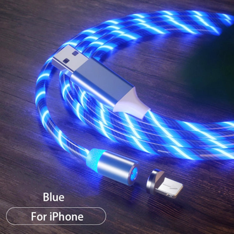 USB to 8 Pin Magnetic Suction Colorful Streamer Mobile Phone Charging  Cable, Length: 1m(Blue Light) - free shipping - PMC Jewellery - Order now!
