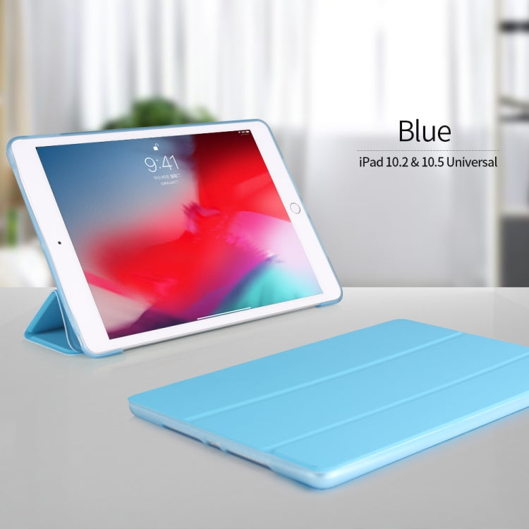 Three-folding Surface PU Leather TPU Matte Soft Bottom Case with Holder & Sleep / Wake-up Function For iPad 10.2 2021 / 2020 / 2019 / iPad Pro 10.5 inch(Sky blue) - iPad 10.2 Cases by PMC TechLife | Online Shopping South Africa | PMC TechLife