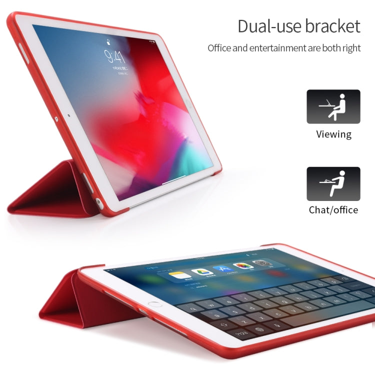 Three-folding Surface PU Leather TPU Matte Soft Bottom Case with Holder & Sleep / Wake-up Function For iPad 10.2 2021 / 2020 / 2019 / iPad Pro 10.5 inch(Sky blue) - iPad 10.2 Cases by PMC TechLife | Online Shopping South Africa | PMC TechLife