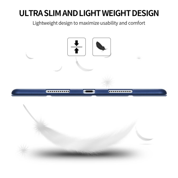 Three-folding Surface PU Leather TPU Matte Soft Bottom Case with Holder & Sleep / Wake-up Function For iPad 10.2 2021 / 2020 / 2019 / iPad Pro 10.5 inch(Sky blue) - iPad 10.2 Cases by PMC TechLife | Online Shopping South Africa | PMC TechLife