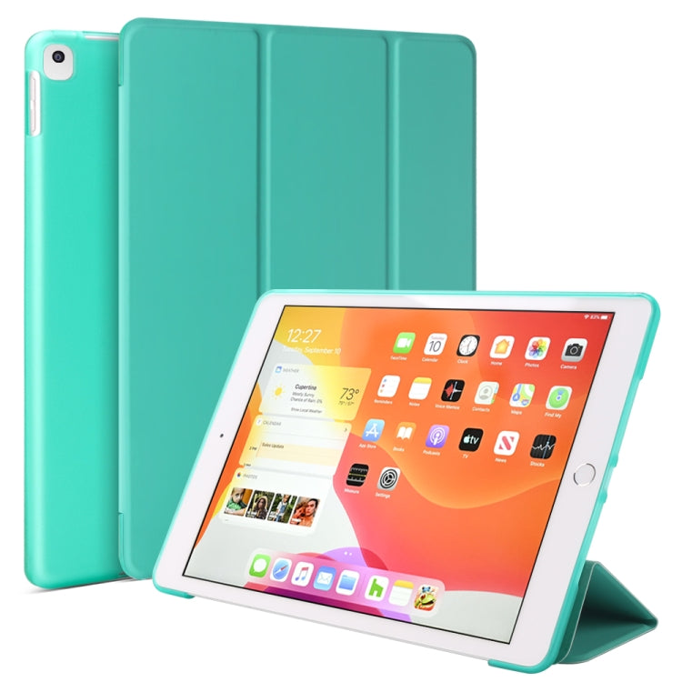 Three-folding Surface PU Leather TPU Matte Soft Bottom Case with Holder & Sleep / Wake-up Function For iPad 10.2 2021 / 2020 / 2019 / iPad Pro 10.5 inch(Mint Green) - iPad 10.2 Cases by PMC TechLife | Online Shopping South Africa | PMC TechLife