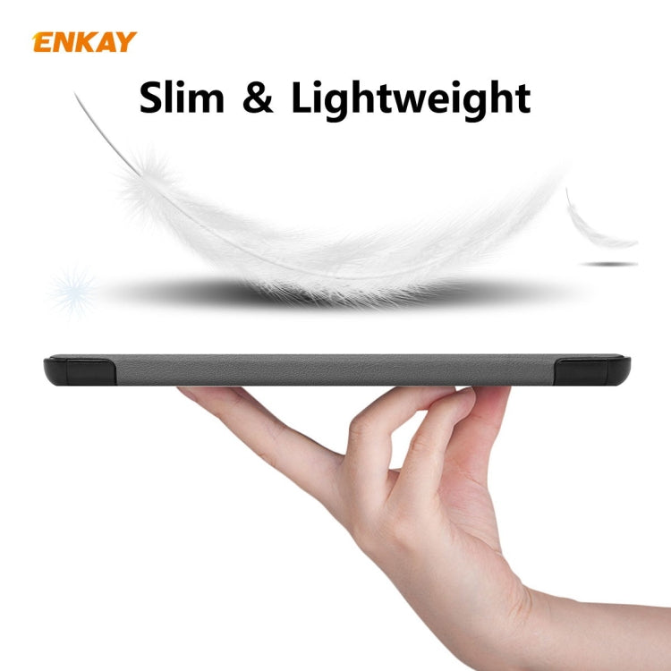 ENKAY ENK-8010 PU Leather + Plastic Smart Case with Three-folding Holder for Samsung Galaxy Tab S8 / Galaxy Tab S7 11.0 T870 / T875(Grey) - free shipping - PMc TechLife - Order now!