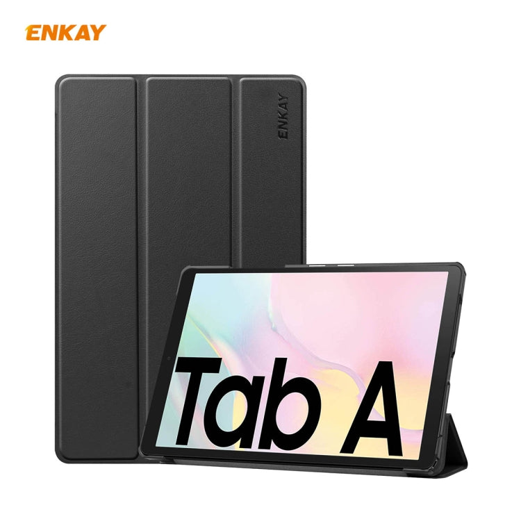 ENKAY ENK-8009 For Samsung Galaxy Tab A7 10.4 T500 / T505 2020 / 2022 PU Leather + Plastic Smart Case with Three-folding Holder(Black) - free shipping - PMc TechLife - Order now!