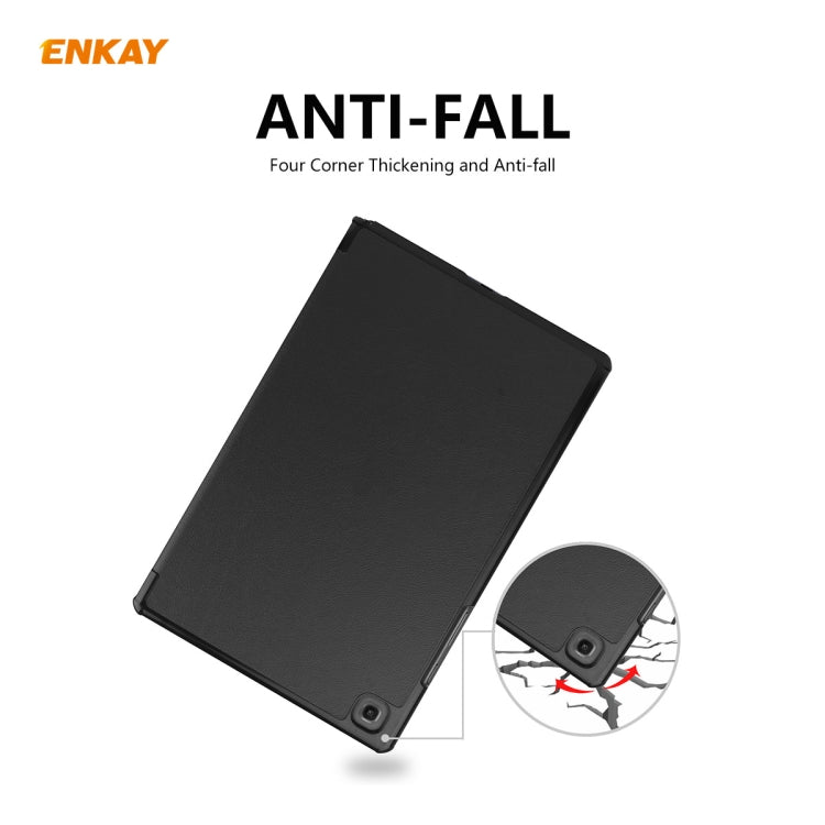 ENKAY ENK-8009 For Samsung Galaxy Tab A7 10.4 T500 / T505 2020 / 2022 PU Leather + Plastic Smart Case with Three-folding Holder(Black) - free shipping - PMc TechLife - Order now!