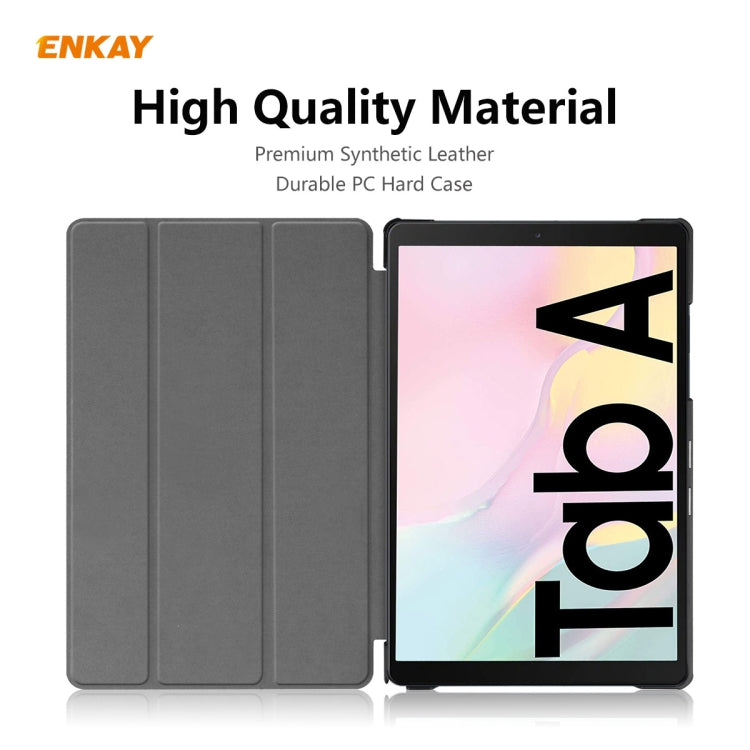ENKAY ENK-8009 For Samsung Galaxy Tab A7 10.4 T500 / T505 2020 / 2022 PU Leather + Plastic Smart Case with Three-folding Holder(Black) - free shipping - PMc TechLife - Order now!