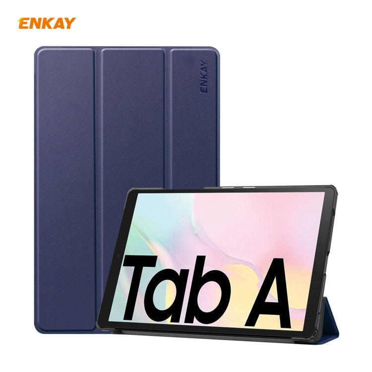 ENKAY ENK-8009 For Samsung Galaxy Tab A7 10.4 T500 / T505 2020 / 2022 PU Leather + Plastic Smart Case with Three-folding Holder(Dark Blue) - free shipping - PMc TechLife - Order now!