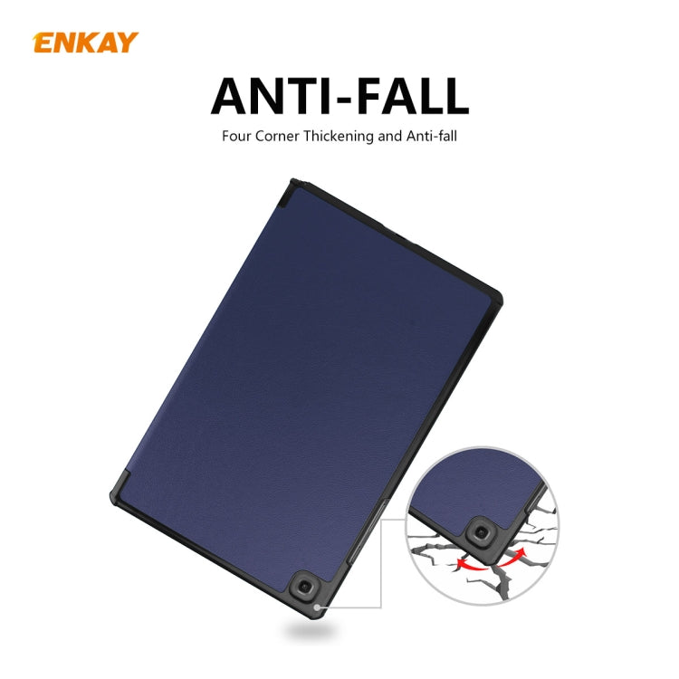 ENKAY ENK-8009 For Samsung Galaxy Tab A7 10.4 T500 / T505 2020 / 2022 PU Leather + Plastic Smart Case with Three-folding Holder(Dark Blue) - free shipping - PMc TechLife - Order now!