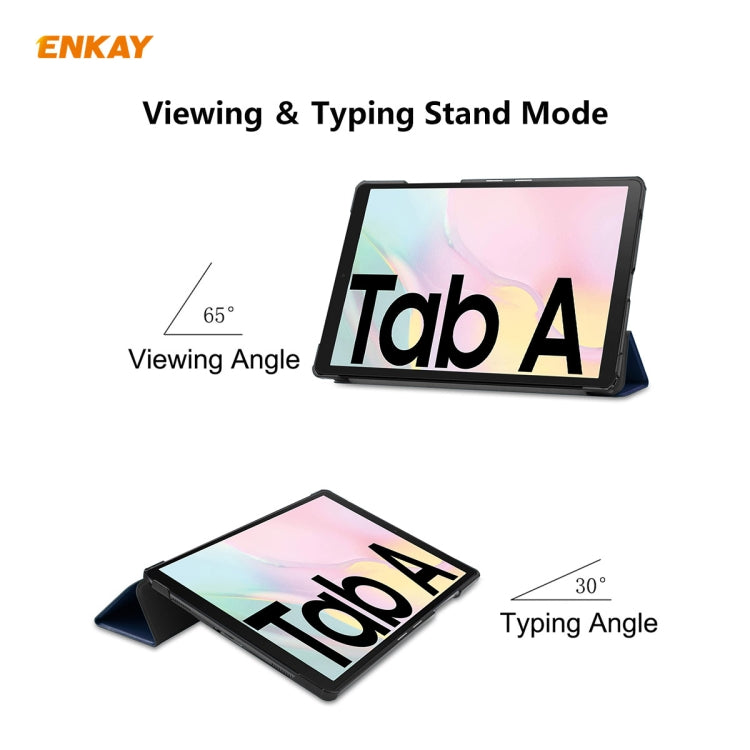 ENKAY ENK-8009 For Samsung Galaxy Tab A7 10.4 T500 / T505 2020 / 2022 PU Leather + Plastic Smart Case with Three-folding Holder(Dark Blue) - free shipping - PMc TechLife - Order now!