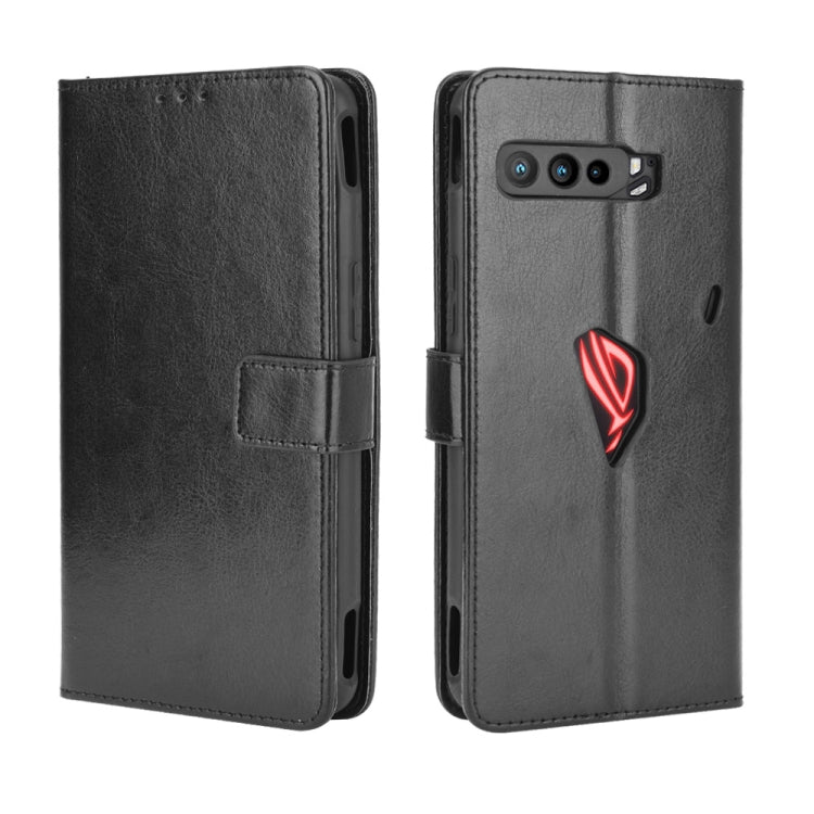 For Asus ROG Phone 3 ZS661KS Retro Crazy Horse Texture Horizontal Flip Leather Case , with Holder & Card Slots & Photo Frame(Black) - ASUS Cases by PMC TechLife | Online Shopping South Africa | PMC TechLife