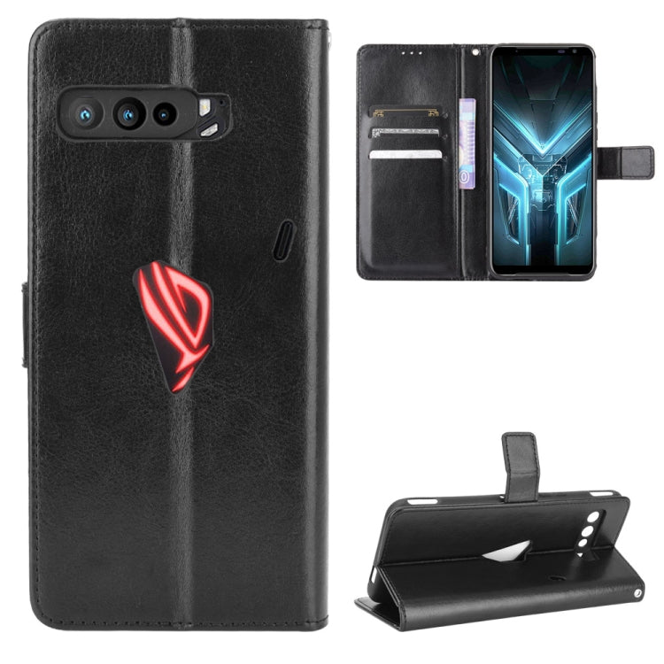 For Asus ROG Phone 3 ZS661KS Retro Crazy Horse Texture Horizontal Flip Leather Case , with Holder & Card Slots & Photo Frame(Black) - ASUS Cases by PMC TechLife | Online Shopping South Africa | PMC TechLife