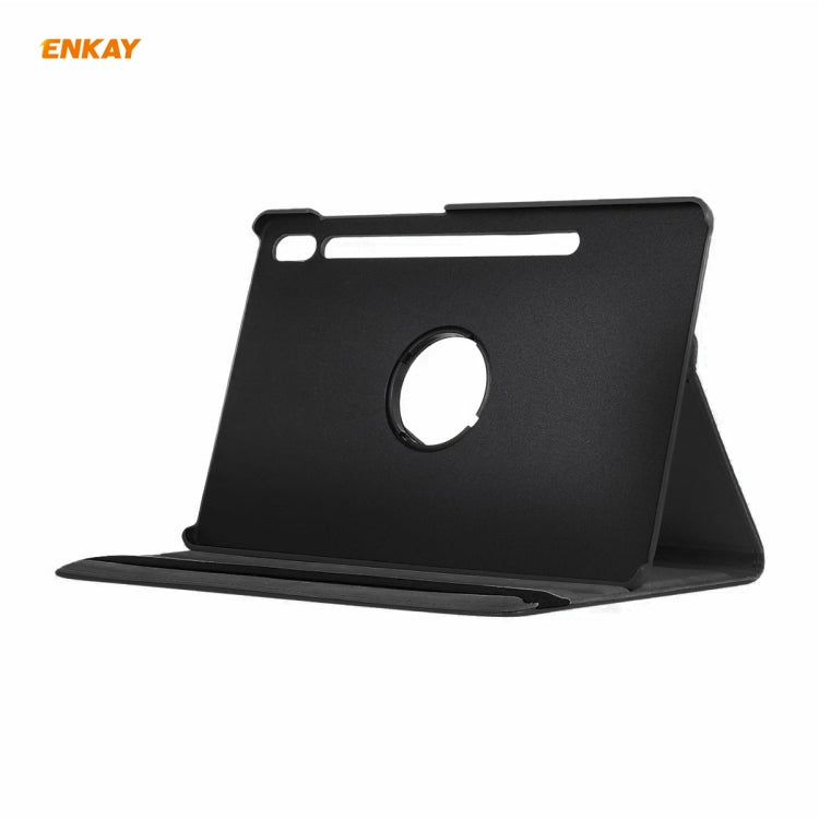 ENKAY for Samsung Galaxy Tab S8 / Galaxy Tab S7 11.0 T870 / T875 ENK-8012 360 Degree Rotation Litchi Texture Horizontal Flip PU Leather Smart Case with Holder & Sleep / Wake-up(Black) - free shipping - PMc TechLife - Order now!