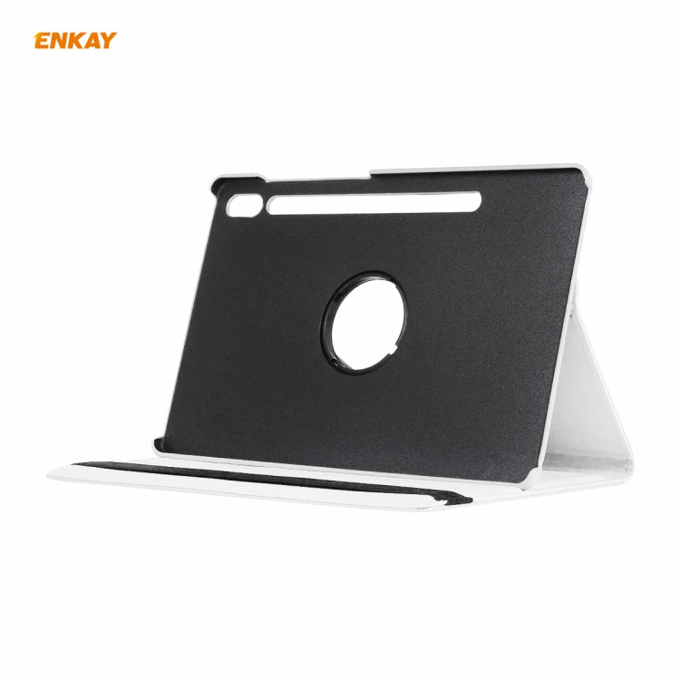 ENKAY for Samsung Galaxy Tab S8 / Galaxy Tab S7 11.0 T870 / T875 ENK-8012 360 Degree Rotation Litchi Texture Horizontal Flip PU Leather Smart Case with Holder & Sleep / Wake-up(White) - free shipping - PMc TechLife - Order now!