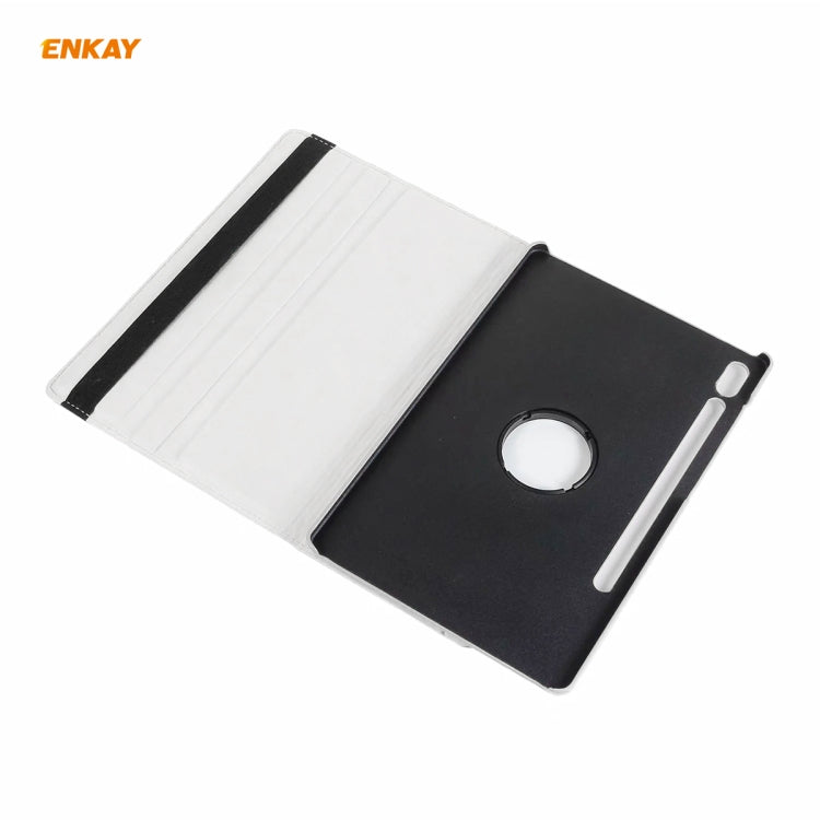 ENKAY for Samsung Galaxy Tab S8 / Galaxy Tab S7 11.0 T870 / T875 ENK-8012 360 Degree Rotation Litchi Texture Horizontal Flip PU Leather Smart Case with Holder & Sleep / Wake-up(White) - free shipping - PMc TechLife - Order now!