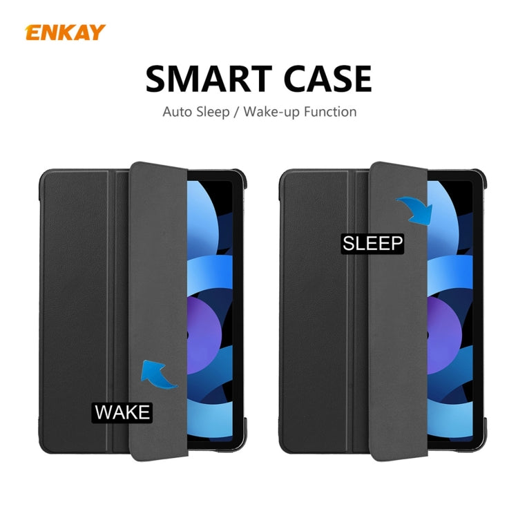 For iPad Air 11 2024 / Pro 11 2018 / Air 10.9 2022 ENKAY 3-folding Plastic Leather Smart Tablet Case(Black) - free shipping - PMC TechLife - Order now!