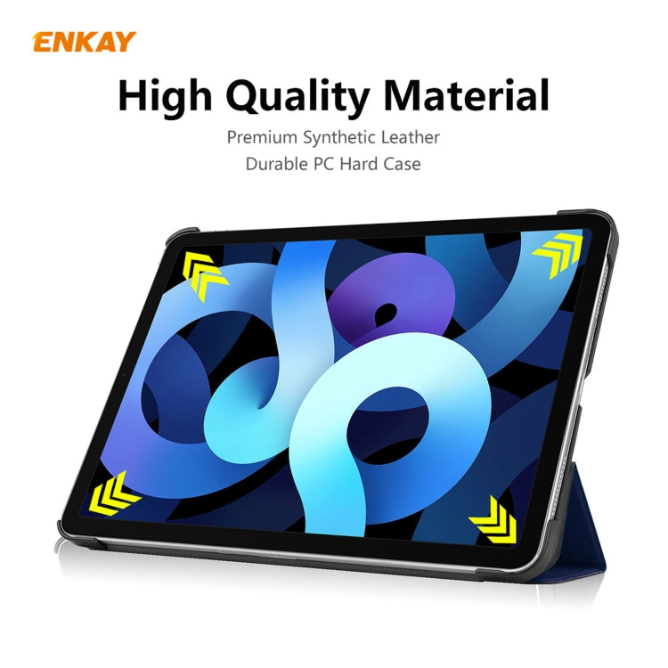 For iPad Air 11 2024 / Pro 11 2018 / Air 10.9 2022 ENKAY 3-folding Plastic Leather Smart Tablet Case(Dark Blue) - free shipping - PMC TechLife - Order now!