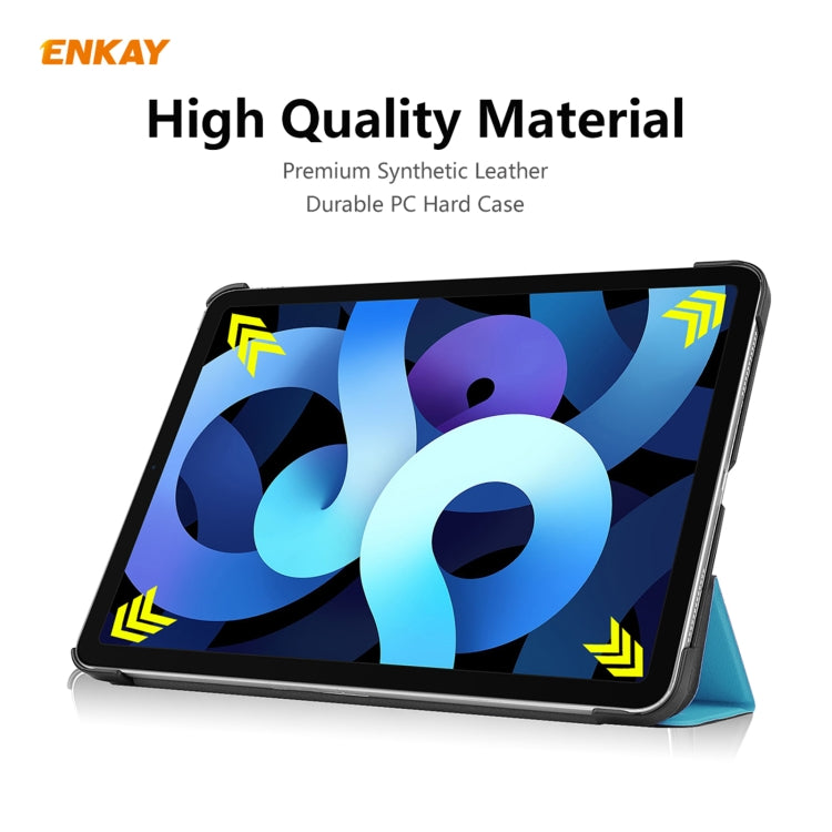 For iPad Air 11 2024 / Pro 11 2018 / Air 10.9 2022 ENKAY 3-folding Plastic Leather Smart Tablet Case(Light Blue) - iPad Air (2022) / (2020) 10.9 Cases by ENKAY | Online Shopping South Africa | PMC TechLife | Buy Now Pay Later Mobicred