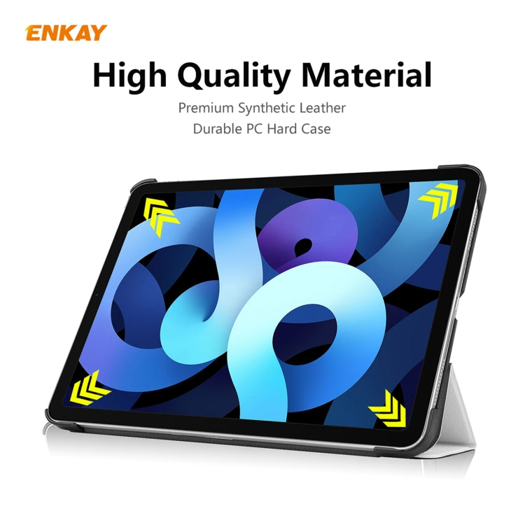 For iPad Air 11 2024 / Pro 11 2018 / Air 10.9 2022 ENKAY 3-folding Plastic Leather Smart Tablet Case(White) - iPad Air (2022) / (2020) 10.9 Cases by ENKAY | Online Shopping South Africa | PMC TechLife | Buy Now Pay Later Mobicred