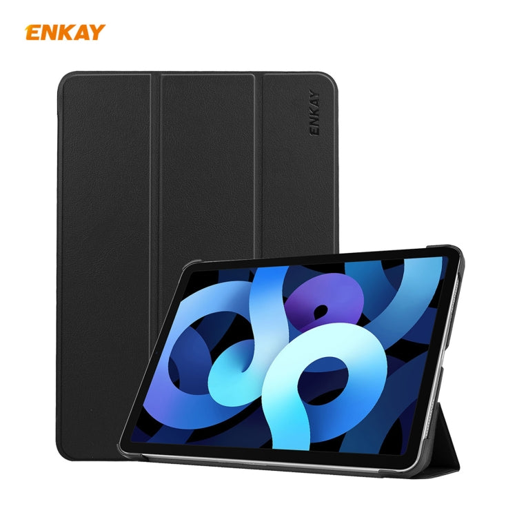 For iPad Air 11 2024 / Pro 11 2018 / Air 10.9 2022 ENKAY 3-folding Plastic Leather Smart Tablet Case(Dark Blue) - free shipping - PMC TechLife - Order now!