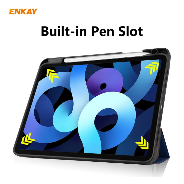 For iPad Air 11 2024 / Pro 11 2018 / Air 10.9 2022 ENKAY TPU Leather Smart Tablet Case with Pen Slot(Dark Blue) - free shipping - PMC TechLife - Order now!