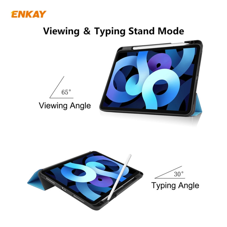 For iPad Air 11 2024 / Pro 11 2018 / Air 10.9 2022 ENKAY TPU Leather Smart Tablet Case with Pen Slot(Light Blue) - iPad Air (2022) / (2020) 10.9 Cases by ENKAY | Online Shopping South Africa | PMC TechLife | Buy Now Pay Later Mobicred