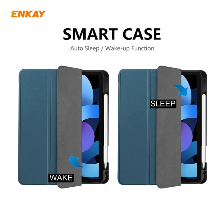 For iPad Air 11 2024 / Pro 11 2018 / Air 10.9 2022 ENKAY TPU Leather Smart Tablet Case with Pen Slot(Blackish Green) - iPad Air (2022) / (2020) 10.9 Cases by ENKAY | Online Shopping South Africa | PMC TechLife | Buy Now Pay Later Mobicred