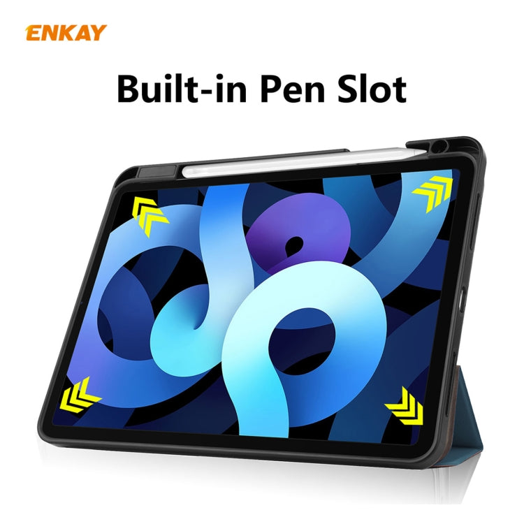 For iPad Air 11 2024 / Pro 11 2018 / Air 10.9 2022 ENKAY TPU Leather Smart Tablet Case with Pen Slot(Blackish Green) - iPad Air (2022) / (2020) 10.9 Cases by ENKAY | Online Shopping South Africa | PMC TechLife | Buy Now Pay Later Mobicred
