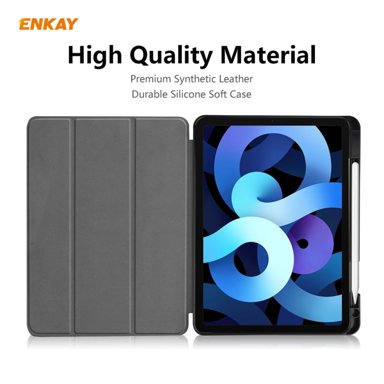 For iPad Air 11 2024 / Pro 11 2018 / Air 10.9 2022 ENKAY TPU Leather Smart Tablet Case with Pen Slot(Black) - iPad Air (2022) / (2020) 10.9 Cases by ENKAY | Online Shopping South Africa | PMC TechLife | Buy Now Pay Later Mobicred