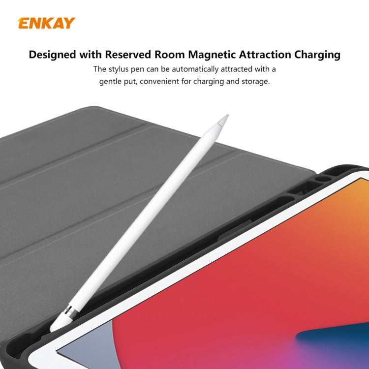 For iPad 10.2 2021 / 2020 / 2019 ENKAY ENK-8016 PU Leather + TPU Smart Case with Pen Slot(Rose Red) - free shipping - PMc TechLife - Order now!