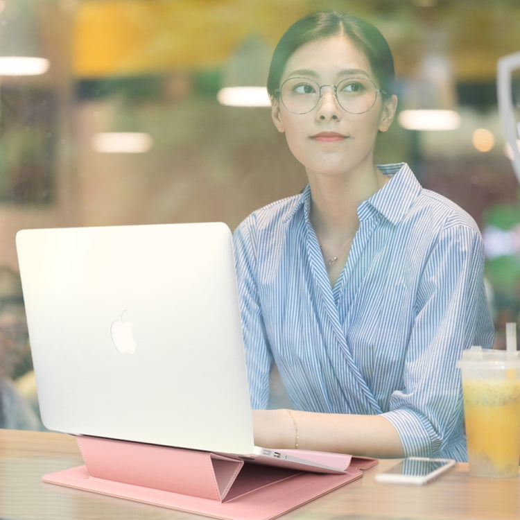 4 in 1 Universal Laptop Holder PU Waterproof Protection Wrist Laptop Bag, Size:15/16inch(Rose gold) - 15 inch by PMC Jewellery | Online Shopping South Africa | PMC Jewellery | Buy Now Pay Later Mobicred
