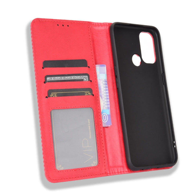 For OPPO A53 2020 / A53S 2020 / A33  Magnetic Buckle Retro Crazy Horse Texture Horizontal Flip Leather Case with Holder & Card Slots & Photo Frame(Red) - OPPO Cases by PMC TechLife | Online Shopping South Africa | PMC TechLife | Buy Now Pay Later Mobicred