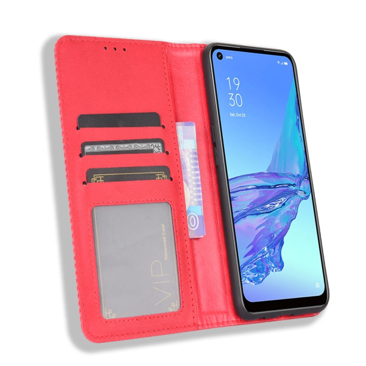 For OPPO A53 2020 / A53S 2020 / A33  Magnetic Buckle Retro Crazy Horse Texture Horizontal Flip Leather Case with Holder & Card Slots & Photo Frame(Red) - OPPO Cases by PMC TechLife | Online Shopping South Africa | PMC TechLife | Buy Now Pay Later Mobicred
