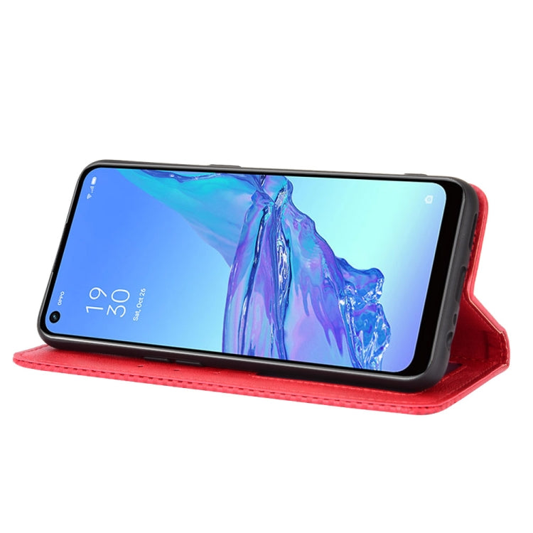 For OPPO A53 2020 / A53S 2020 / A33  Magnetic Buckle Retro Crazy Horse Texture Horizontal Flip Leather Case with Holder & Card Slots & Photo Frame(Red) - OPPO Cases by PMC TechLife | Online Shopping South Africa | PMC TechLife | Buy Now Pay Later Mobicred