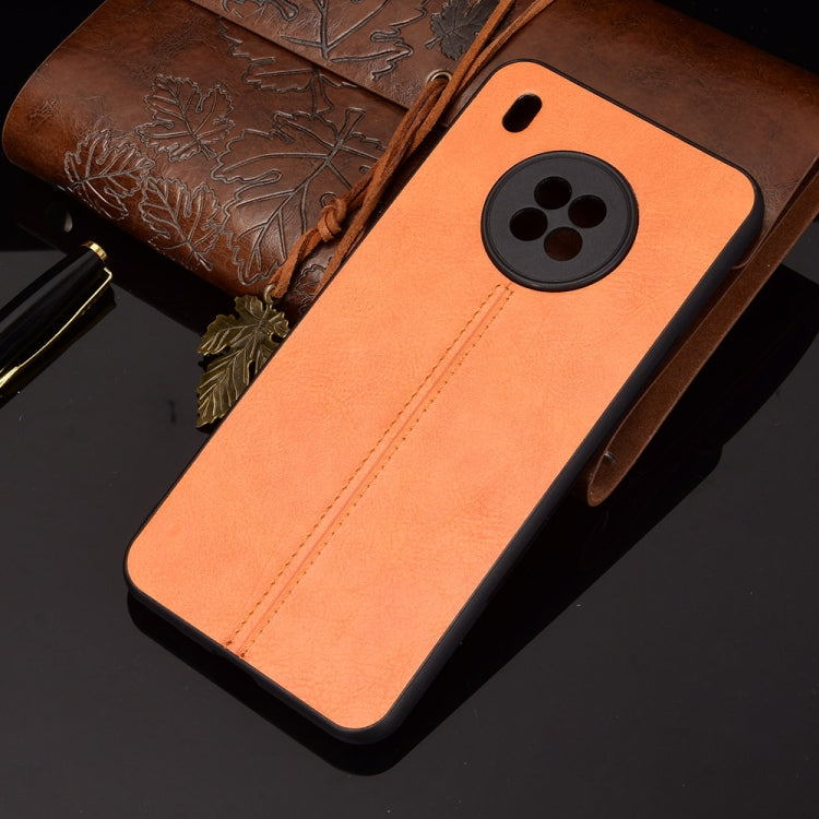 For Huawei Y9a Shockproof Sewing Cow Pattern Skin PC + PU + TPU Case(Orange) - Huawei Cases by PMC TechLife | Online Shopping South Africa | PMC TechLife