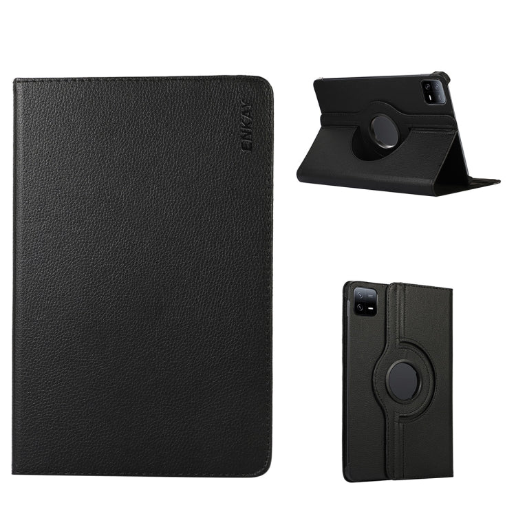 For Xiaomi Pad 6 / Pad 6 Pro ENKAY 360 Degree Rotation Stand Litchi Leather Smart Tablet Case(Black) - free shipping - PMc TechLife - Order now!