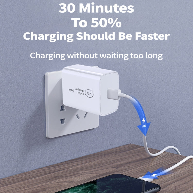 SDC-20W 2 in 1 PD 20W USB-C / Type-C Travel Charger + 3A PD3.0 USB-C / Type-C to 8 Pin Fast Charge Data Cable Set, Cable Length: 2m, EU Plug - USB Charger by PMC Jewellery | Online Shopping South Africa | PMC Jewellery | Buy Now Pay Later Mobicred