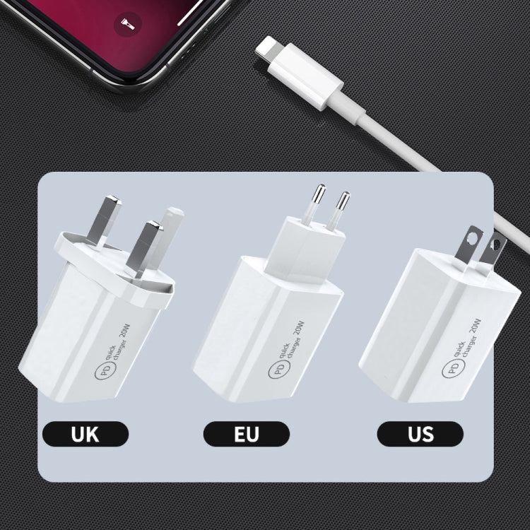 SDC-20W 2 in 1 PD 20W USB-C / Type-C Travel Charger + 3A PD3.0 USB-C / Type-C to 8 Pin Fast Charge Data Cable Set, Cable Length: 2m, UK Plug - free shipping - PMC Jewellery - Order now!