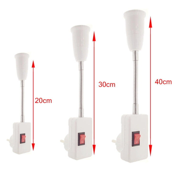 20CM AC 110-220V 6A E27 Bulb Holder Flexible Extension Converter Switch Adapter Socket(EU plug) - Lamp Holders & Bases by PMC TechLife | Online Shopping South Africa | PMC TechLife | Buy Now Pay Later Mobicred